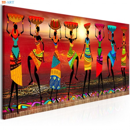 African Women Dancing Print Colored ZK